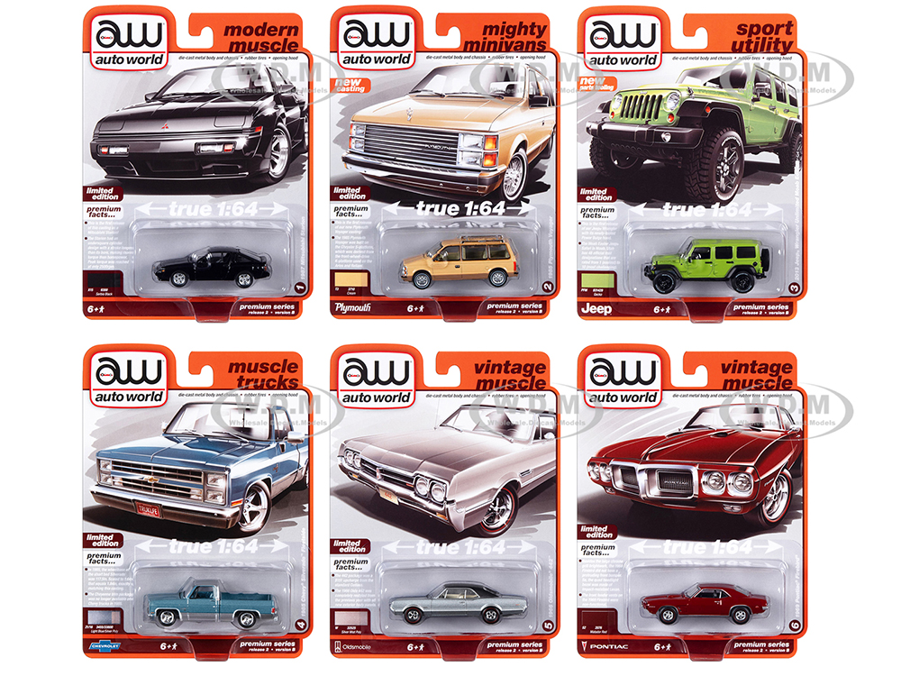 Auto World Premium 2023 Set B of 6 pieces Release 2 1/64 Diecast Model Cars by Auto World