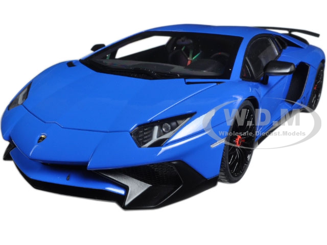 Image of Lamborghini Aventador LP750-4 SV Blue Le Mans/ Blue 1/18 Model Car by Autoart