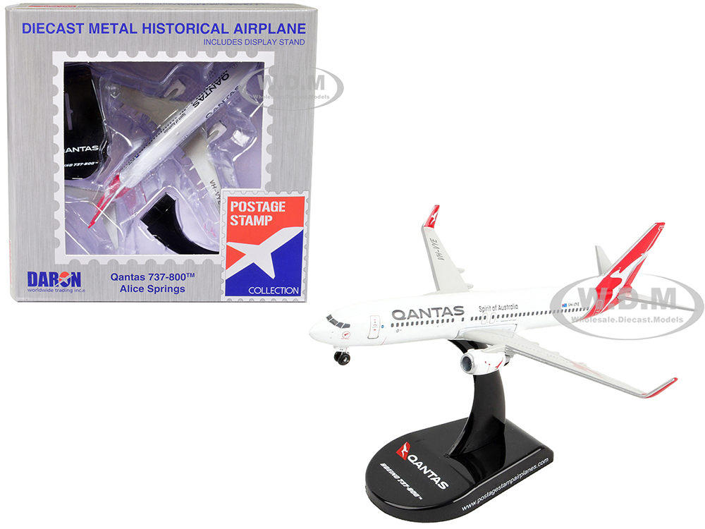Boeing 737 Next Generation Commercial Aircraft "Qantas Airways - Alice Springs" 1/300 Diecast Model Airplane by Postage Stamp