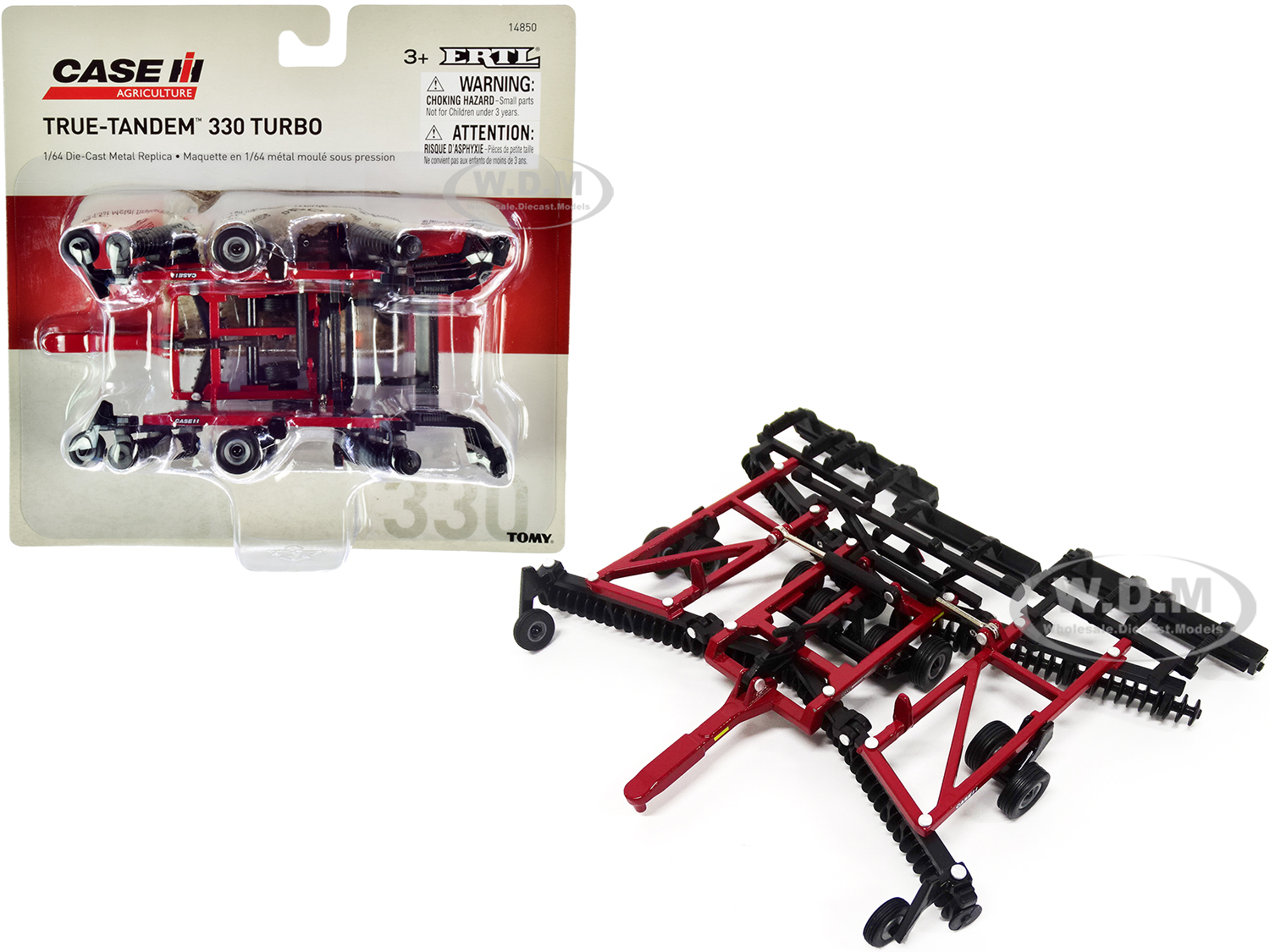 Case IH True-Tandem 330 Turbo Disc Harrow with Folding Wings Red Case IH Agriculture 1/64 Diecast Model by ERTL TOMY