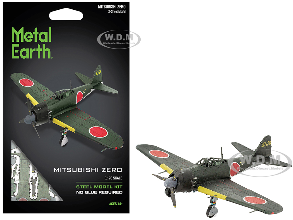 Model Kit Mitsubishi A6M Zero Fighter Aircraft "World War II" Imperial Japanese Navy (Moderate Difficulty) Steel Model by Metal Earth