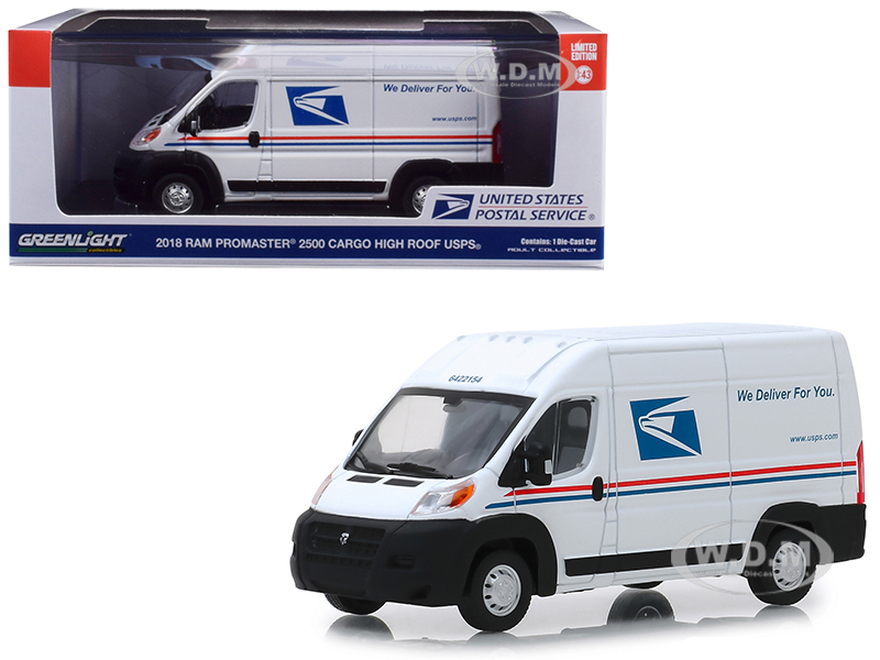 2018 RAM ProMaster 2500 Cargo High Roof Van United States Postal Service (USPS) White 1/43 Diecast Model Car by Greenlight