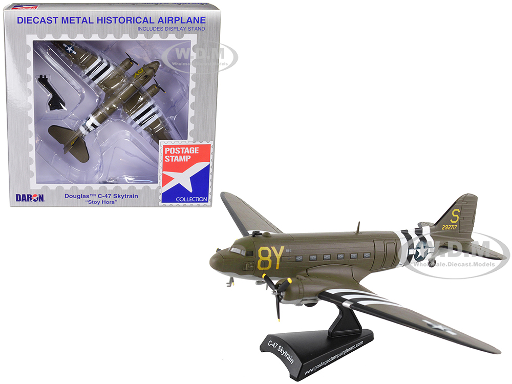 Douglas C-47 Skytrain Transport Aircraft Stoy Hora 440th Troop Carrier Group D-Day (1945) United States Army Air Forces 1/144 Diecast Model Airplane by Postage Stamp