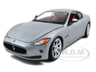 2008 Maserati Gran Turismo Silver with Red Interior 1/24 Diecast Model Car by Bburago