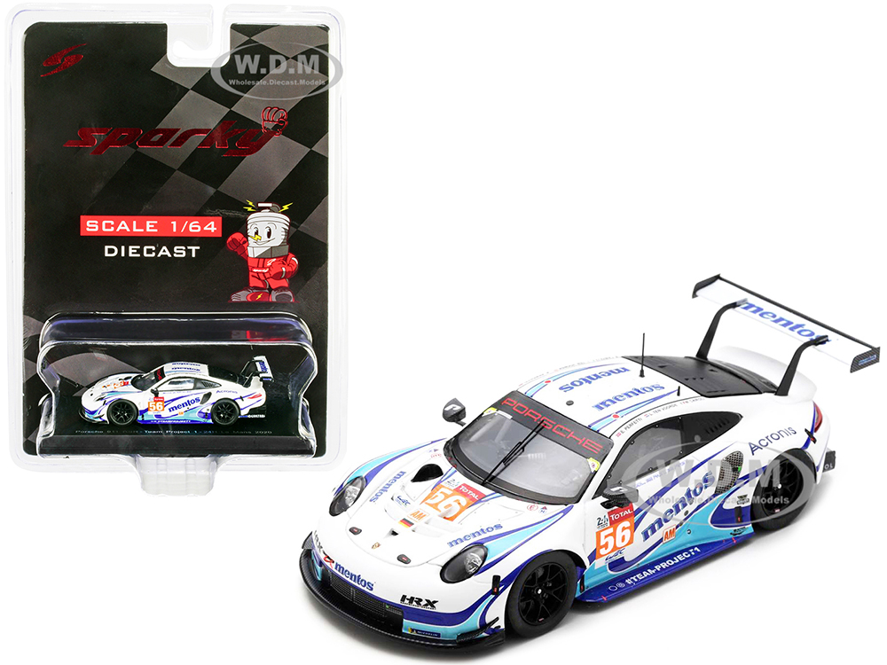 Porsche 911 RSR 56 Matteo Cairoli - Egidio Perfetti - Larry ten Voorde "Mentos" "Team Project 1" 24H of Le Mans (2020) 1/64 Diecast Model Car by Spar