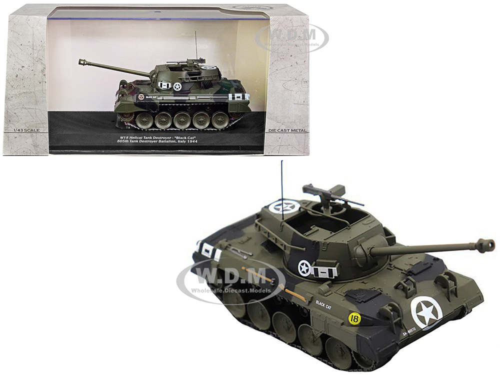 M18 Hellcat Tank Destroyer "Black Cat" "U.S.A. 805th Tank Destroyer Battalion Italy 1944" 1/43 Diecast Model by AFVs of WWII