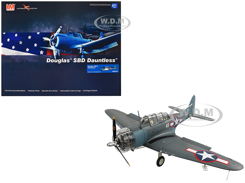 Douglas SBD-5 Dauntless Bomber Aircraft VB-16 USS Lexington (1943) United States Navy Premium Collection 1/32 Diecast Model by Hobby Master