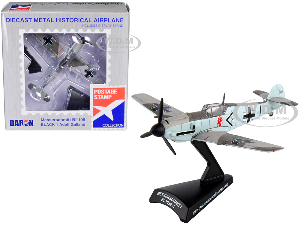 Messerschmitt Bf-109 Fighter Aircraft "Black 1 Ace Adolf Galland" German Luftwaffe 1/87 Diecast Model Airplane by Postage Stamp