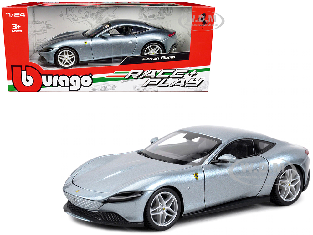 Ferrari Roma Gray Metallic Race + Play Series 1/24 Diecast Model Car by Bburago