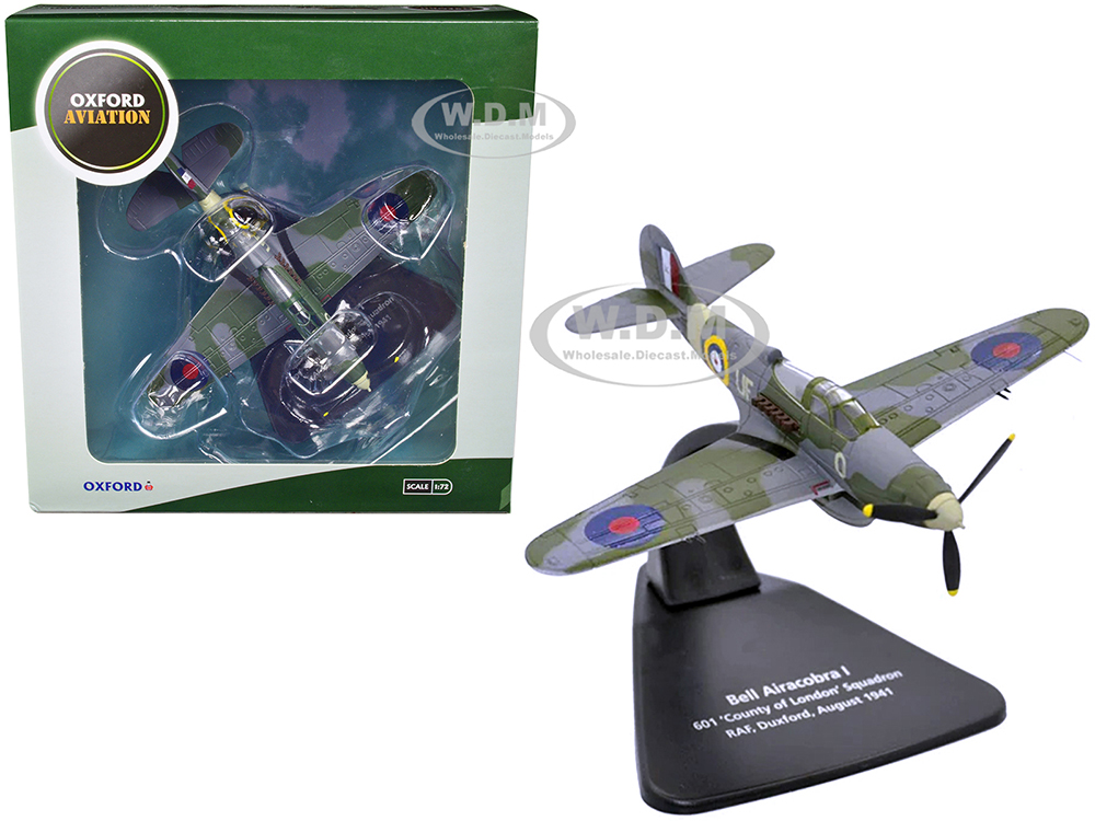 Bell Airacobra I Fighter Aircraft 601 County of London Squadron RAF Duxford (August 1941) Oxford Aviation Series 1/72 Diecast Model Airplane by Oxford Diecast
