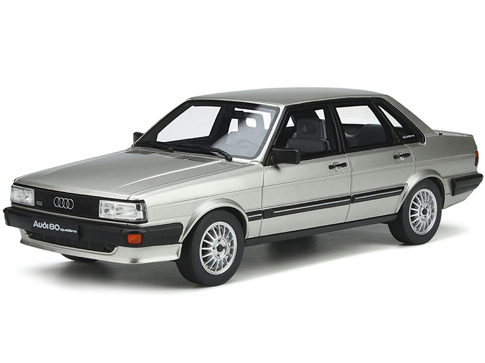 1983 Audi 80 Quattro Zermatt Silver Metallic with Black Stripes Limited Edition to 2000 pieces Worldwide 1/18 Model Car by Otto Mobile