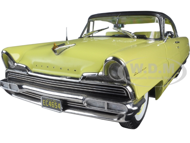 Image of 1956 Lincoln Premiere Hard Top Sunburst Yellow and Presidential Black Platinum Edition 1/18 Diecast Model Car by SunStar
