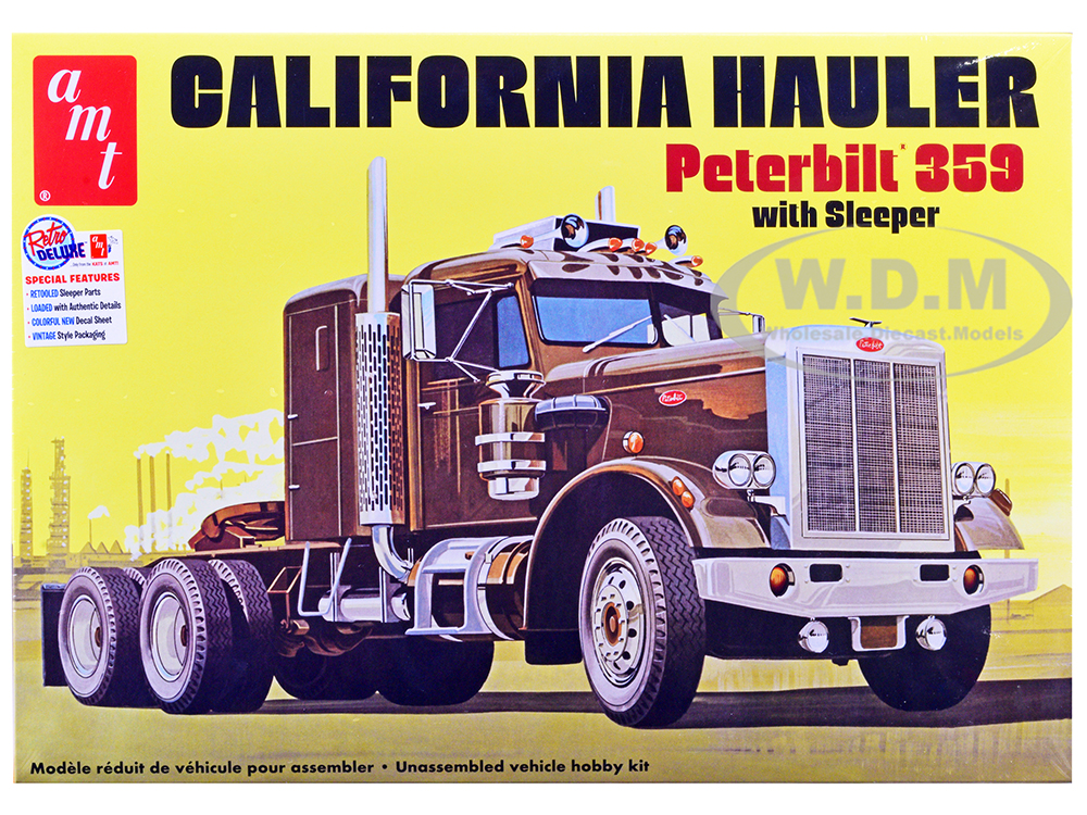 Skill 3 Model Kit Peterbilt 359 California Hauler with Sleeper Cab 1/25 Scale Model by AMT