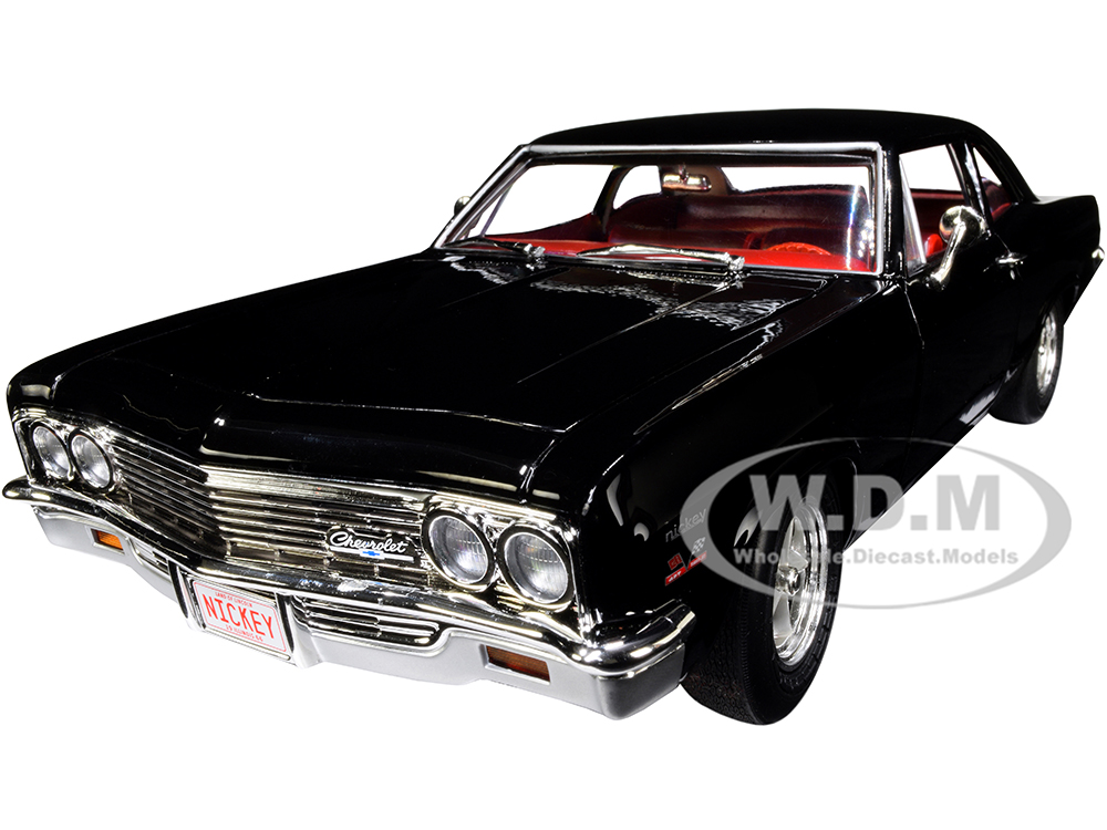 1966 Chevrolet Biscayne Nickey Coupe Tuxedo Black with Red Interior 