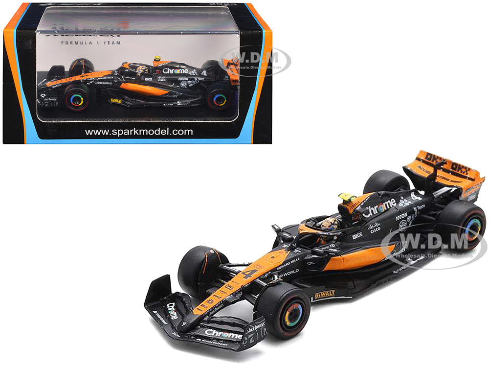 McLaren MCL60 4 Lando Norris "Chrome" Formula One F1 "Las Vegas GP" (2023) 1/64 Diecast Model Car by Spark