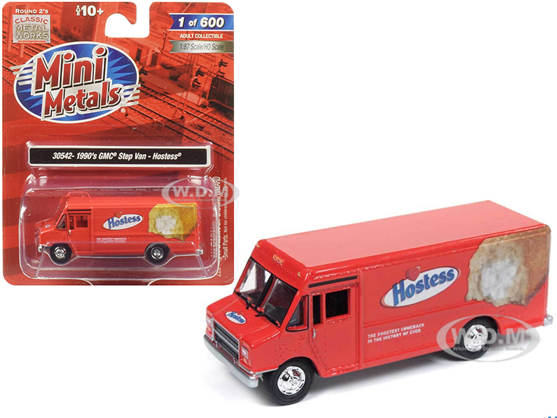 1990 Gmc Delivery Step Van "hostess" Red 1/87 (ho) Scale Model By Classic Metal Works
