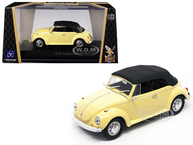 1972 Volkswagen Beetle Closed Top Yellow 1/43 Diecast Model Car By Road Signature