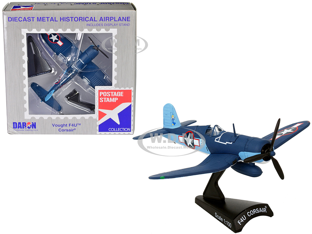 Vought F4U Corsair Fighter Aircraft "VMF-422 First Lieutenant Robert Cowboy Stout" United States Navy 1/100 Diecast Model Airplane by Postage Stamp