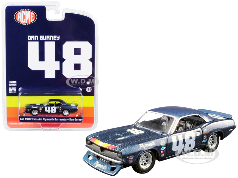 1970 Plymouth Barracuda Trans Am 48 Dan Gurney "acme Exclusive" 1/64 Diecast Model Car By Greenlight For Acme