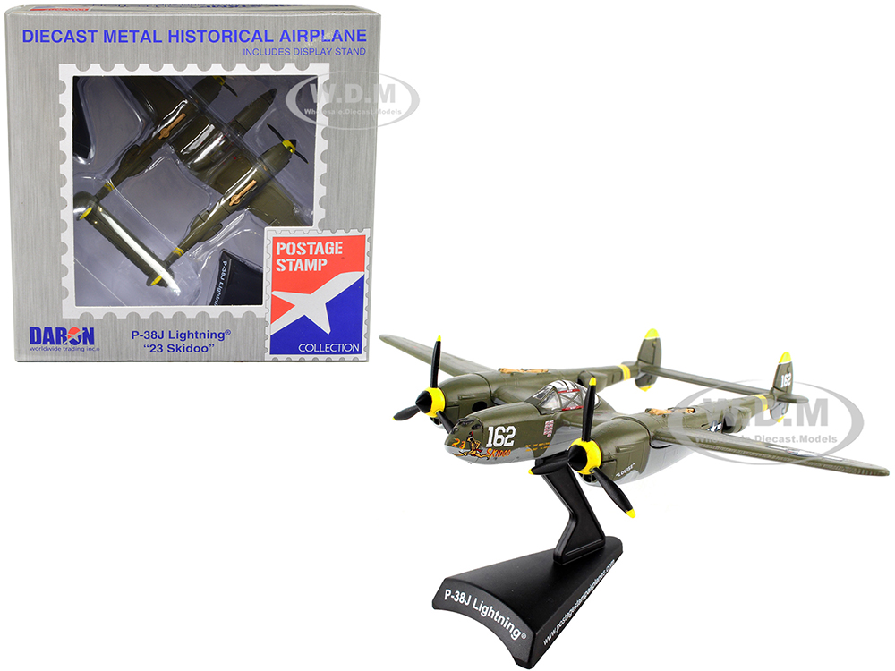 Lockheed P-38J Lightning Fighter Aircraft 23 Skidoo United States Air Force 1/115 Diecast Model Airplane by Postage Stamp