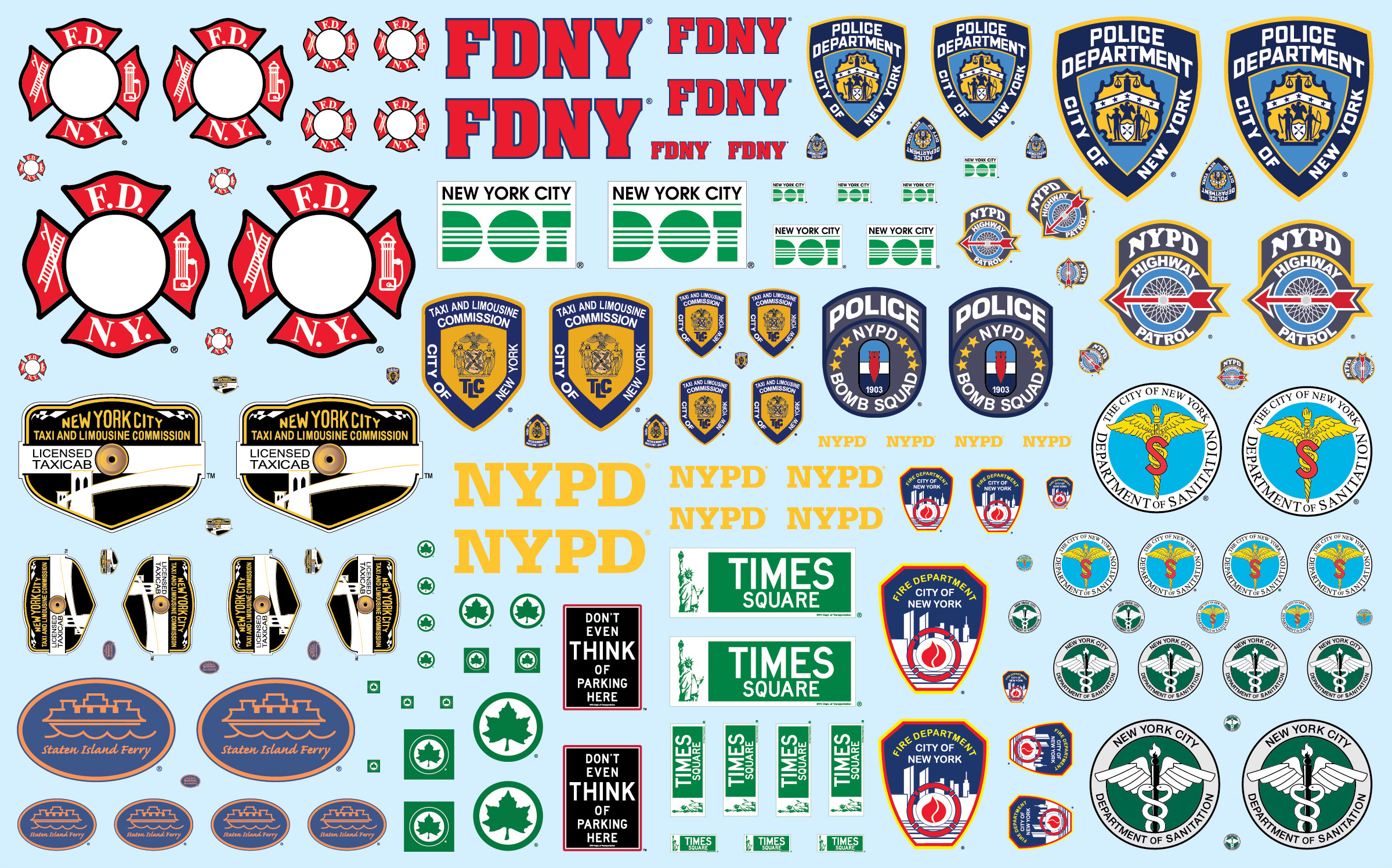 NYC Auxiliary Service Logos Decals for 1/25 Scale Models by AMT