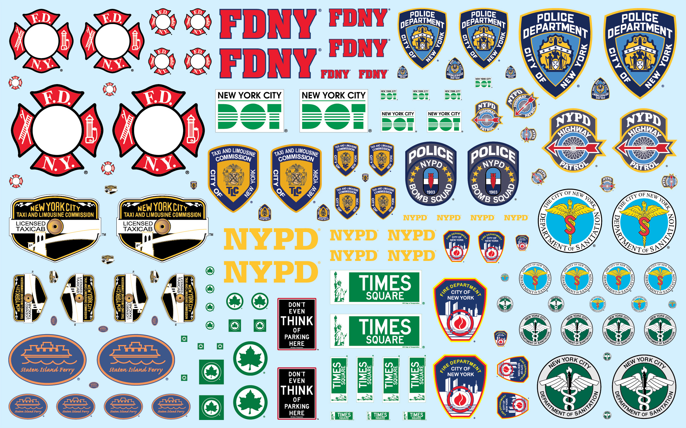 Image of NYC Auxiliary Service Logos Decals for 1/25 Scale Models by AMT