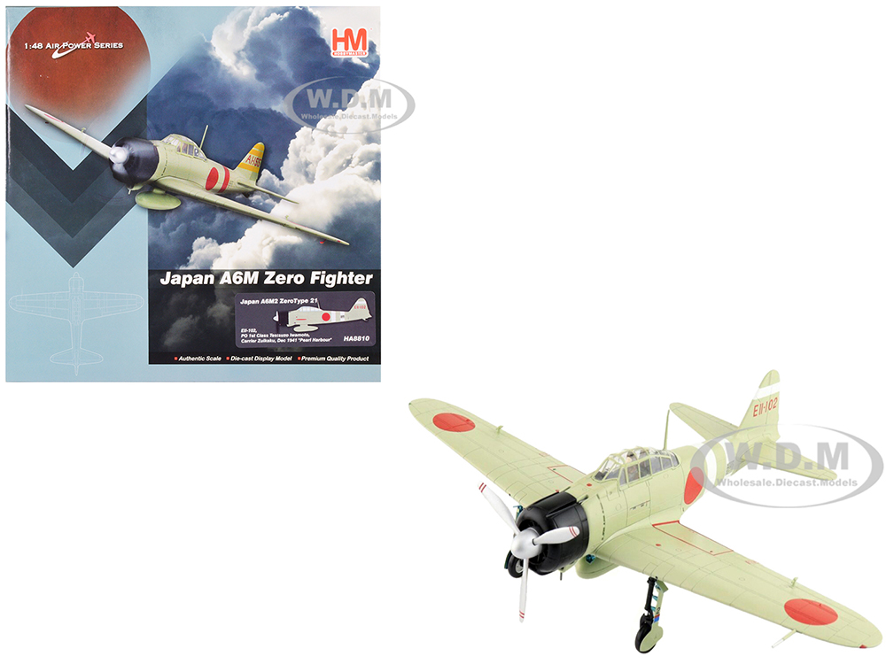 Mitsubishi A6M2 ZeroType 21 Fighter Aircraft PO 1st Class Testsuzo Iwamoto Carrier Zuikaku Pearl Harbor (1941) Imperial Japanese Navy Air Service Air Power Series 1/48 Diecast Model by Hobby Master