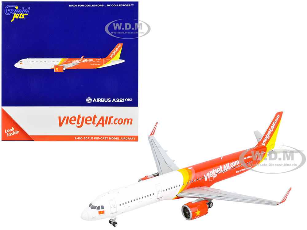 Airbus A321neo Commercial Aircraft VietJet Air White and Red 1/400 Diecast Model Airplane by GeminiJets