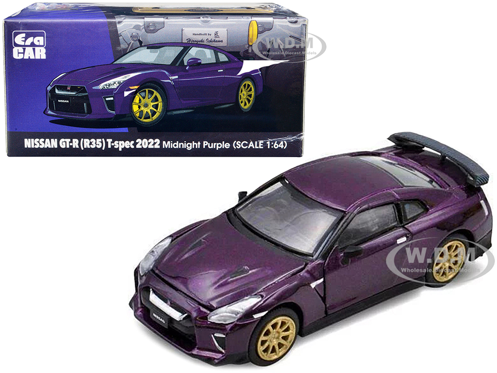 2022 Nissan GT-R (R35) T-Spec RHD (Right Hand Drive) Midnight Purple Metallic 1/64 Diecast Model Car by Era Car