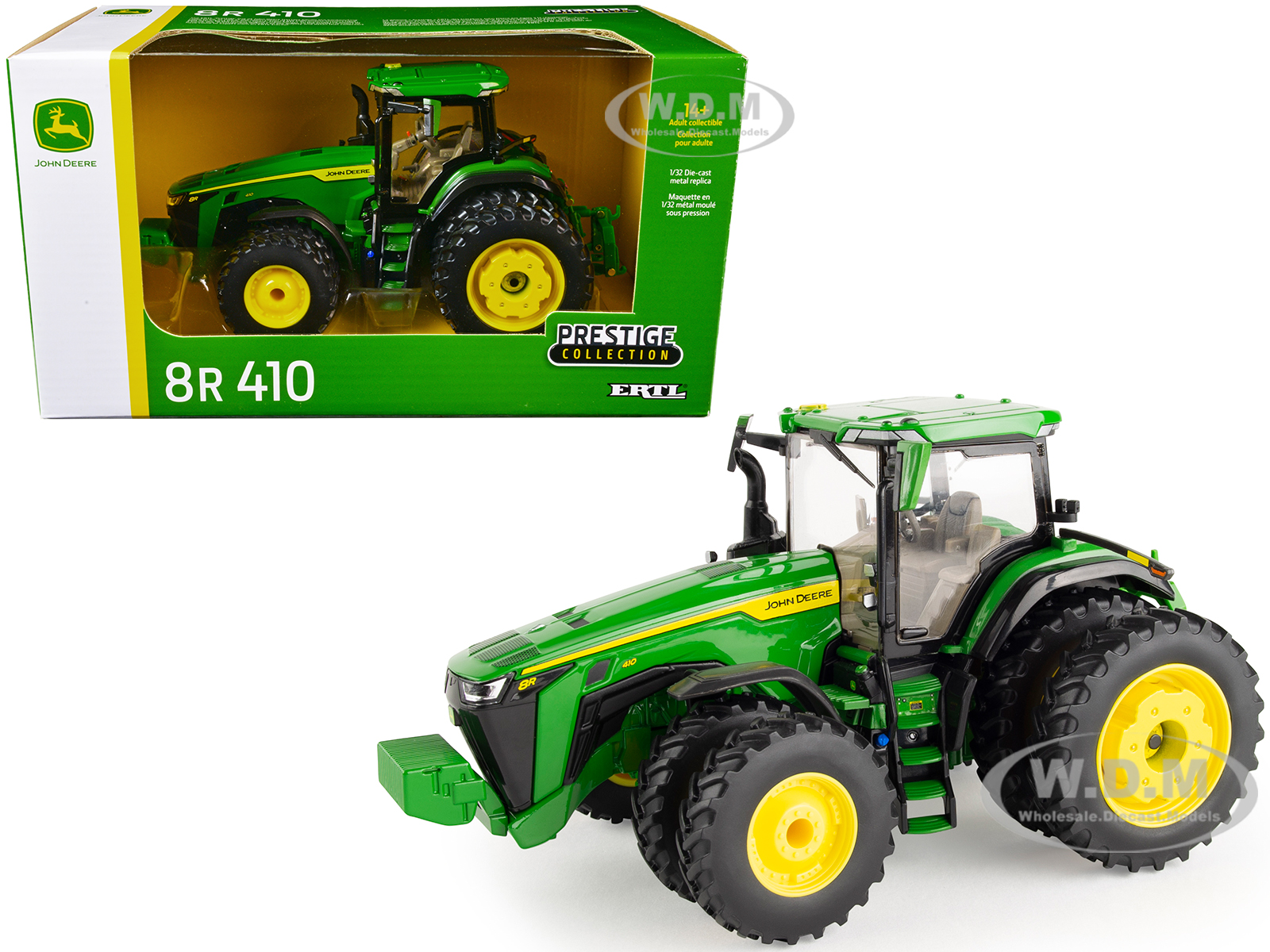John Deere 8R 410 Tractor with Dual Wheels Green "Prestige Collection" 1/32 Diecast Model by ERTL TOMY