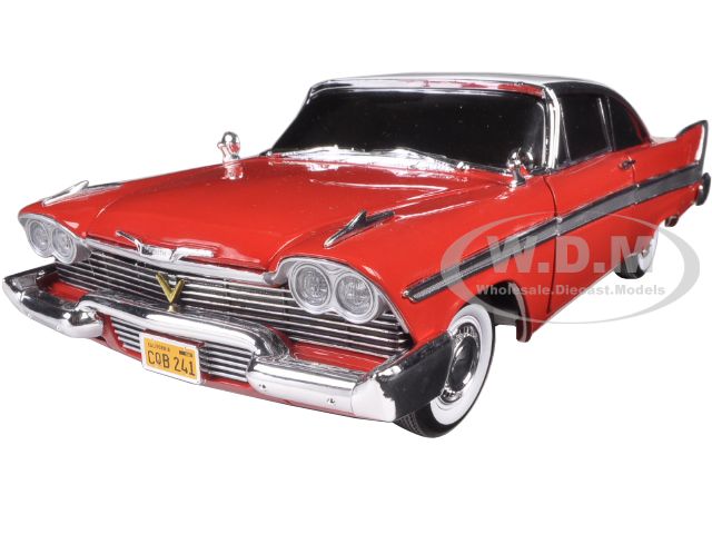 1958 Plymouth Fury Red with White Top (Night Time Version) Christine (1983) Movie 1/18 Diecast Model Car by Auto World