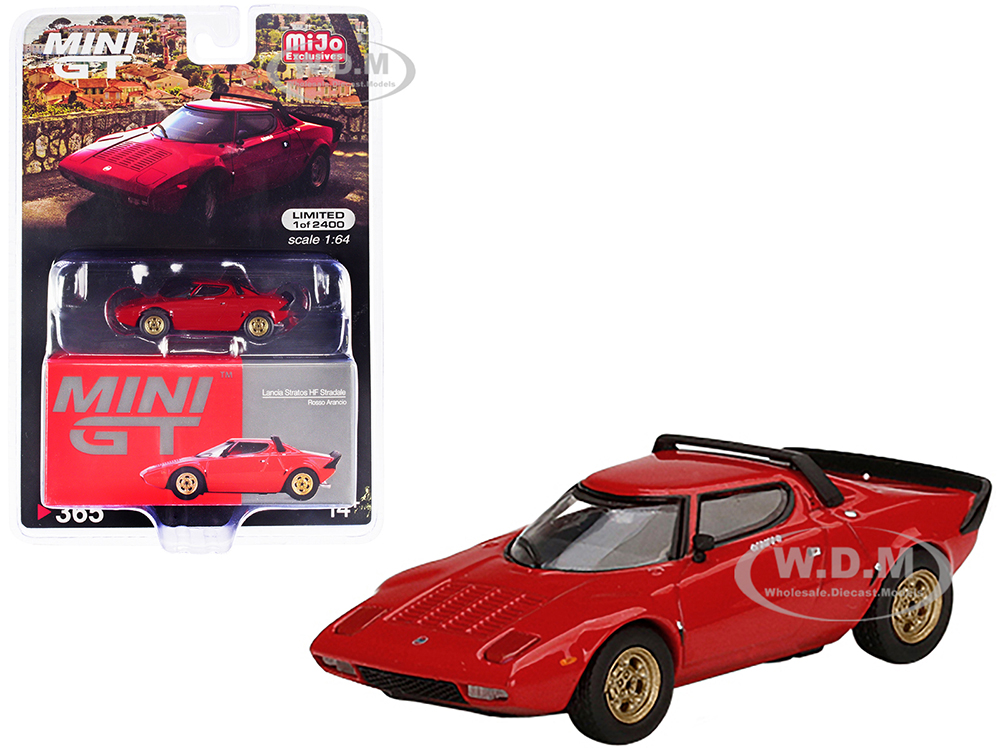 Lancia Stratos HF Stradale Rosso Arancio Red Limited Edition to 2400 pieces Worldwide 1/64 Diecast Model Car by Mini GT