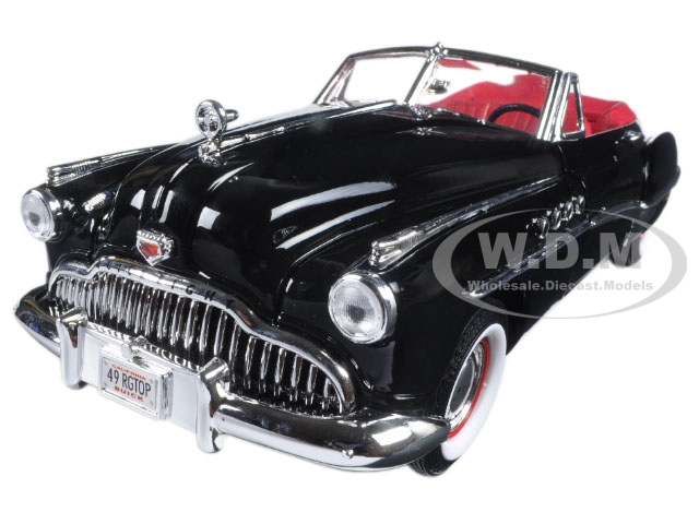 1949 Buick Roadmaster Black with Red Interior 1/18 Diecast Model Car by Motormax