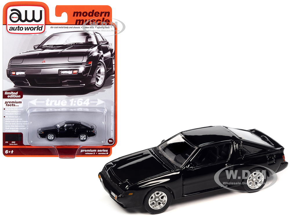 1987 Mitsubishi Starion Serbia Black Modern Muscle Limited Edition 1/64 Diecast Model Car by Auto World