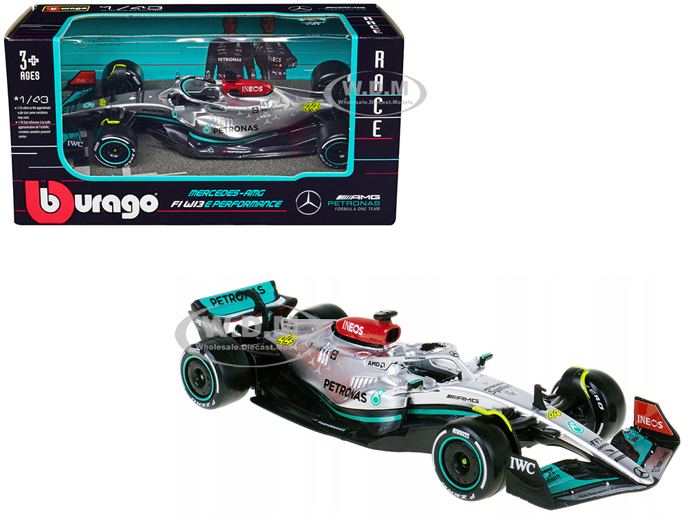 Mercedes-AMG F1 W13 E Performance 44 Lewis Hamilton "F1 Formula One World Championship" (2022) 1/43 Diecast Model Car by Bburago