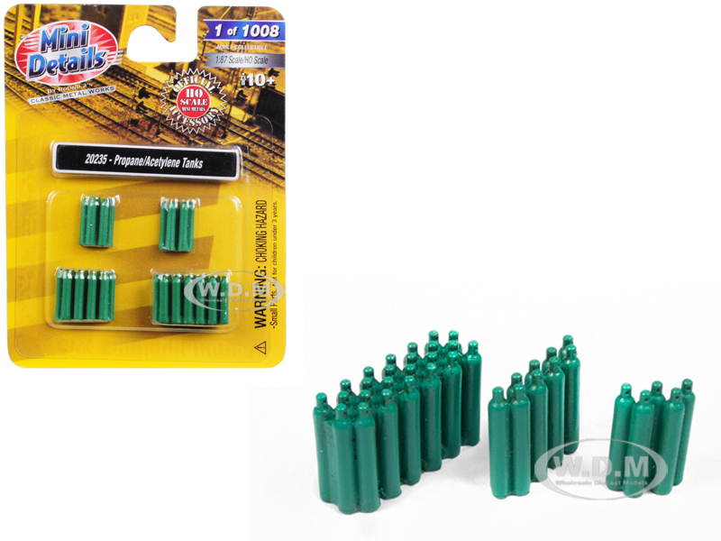 Image of Propane / Acetyline Tanks 4 piece Accessory Set for 1/87 (HO) Scale Models by Classic Metal Works