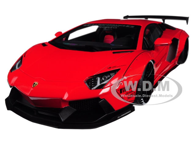 Lamborghini Aventador Lb-works Red With Black Wheels 1/18 Model Car By Autoart