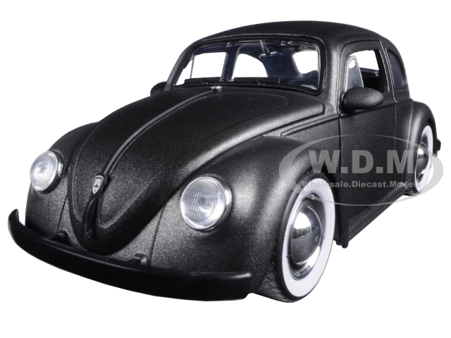 Image of 1959 Volkswagen Beetle Satin Metallic Matt Gray with Baby Moon Wheels 1/24 Diecast Model Car by Jada