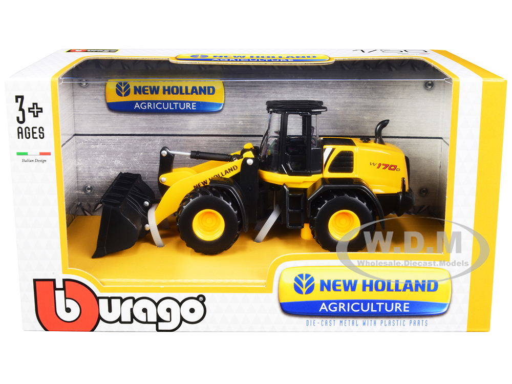 New Holland W170D Wheel Loader Yellow and Black "New Holland Agriculture" Series 1/50 Diecast Model by Bburago