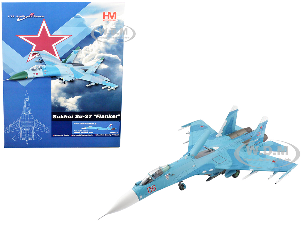 Sukhoi Su-27SM Flanker B Fighter Aircraft "Russian Air Force" (2013) "Air Power Series" 1/72 Diecast Model by Hobby Master
