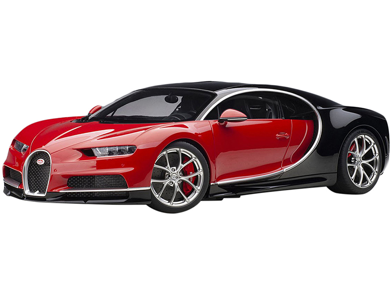 Bugatti Chiron Italian Red And Nocturne Black 1/12 Model Car By Autoart