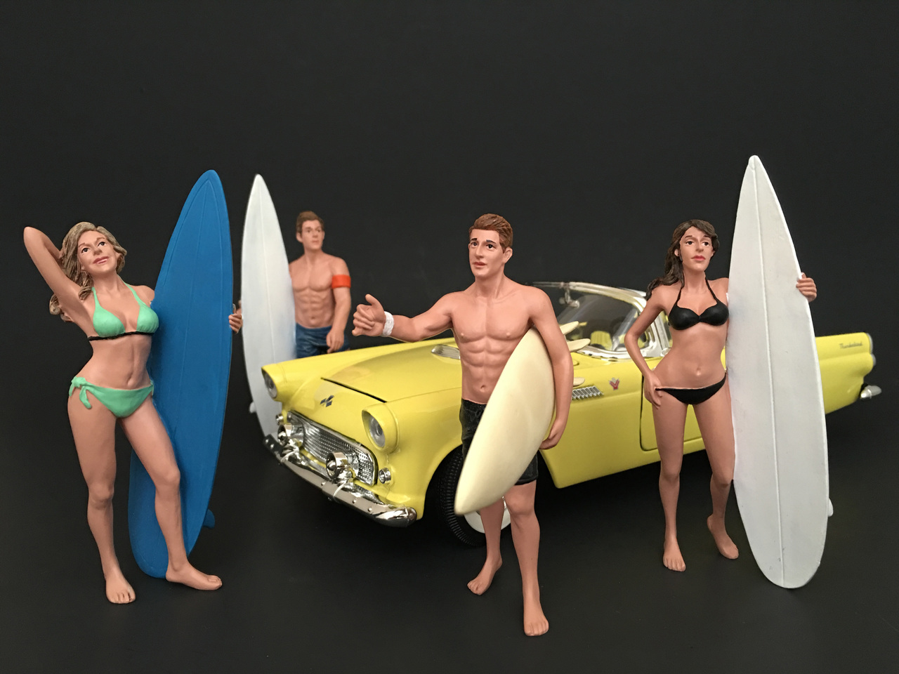 Image of Surfers Figurines 4 piece Set for 1/18 Scale Models by American Diorama