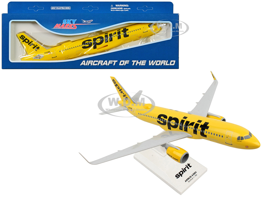 Airbus A320neo Commercial Aircraft with Wi-Fi Dome Spirit Airlines (N320NK) Yellow (Snap-Fit) 1/150 Plastic Model by Skymarks