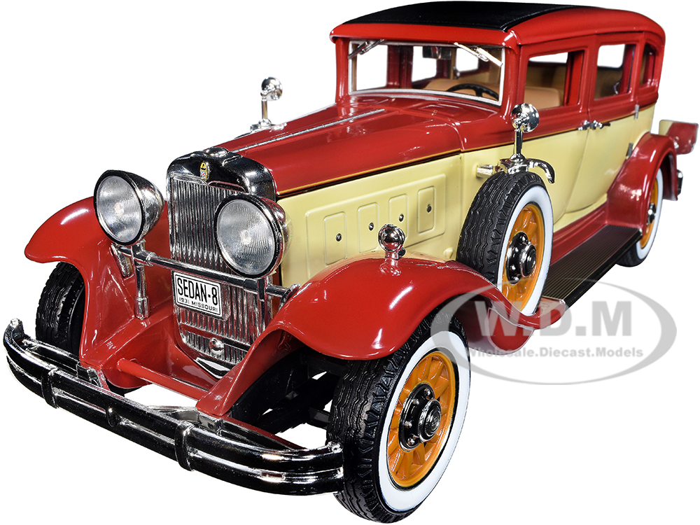 1931 Peerless Master 8 Sedan Maroon and Cream with a Black Top 1/18 Diecast Model Car by Auto World