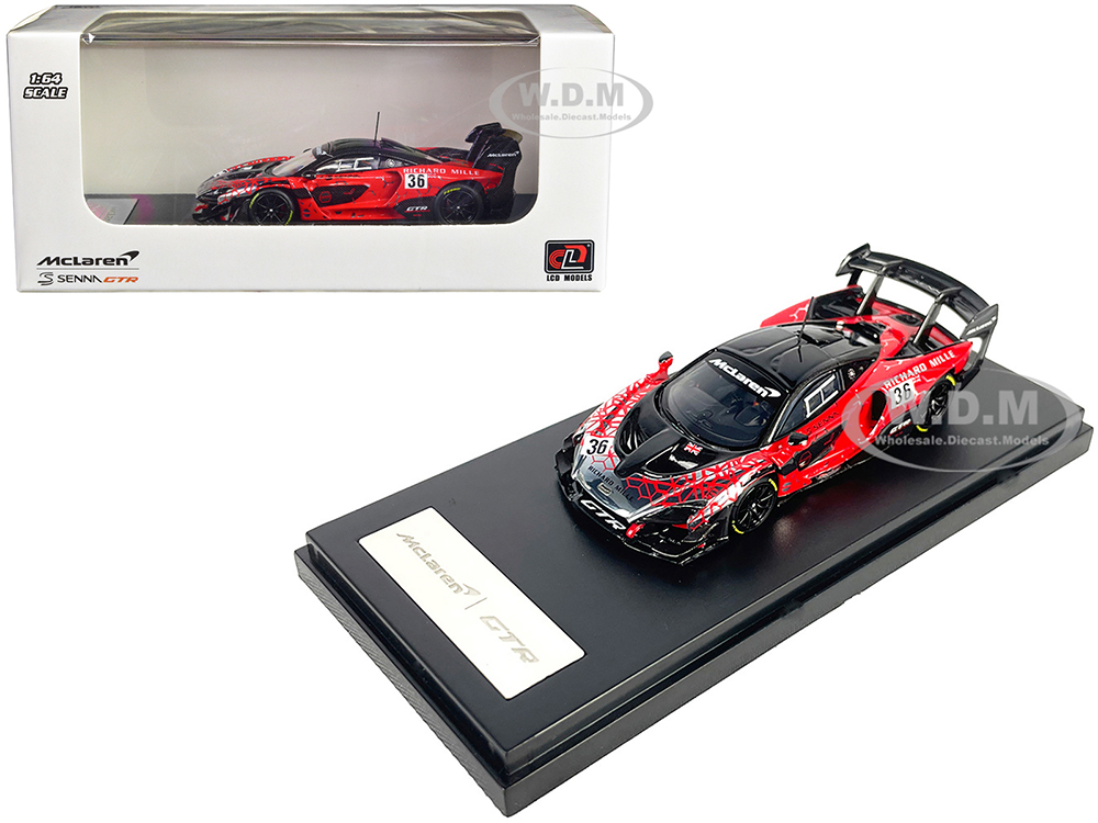 McLaren Senna GTR 36 Red With Black Top And Graphics 1/64 Diecast Model Car By LCD Models