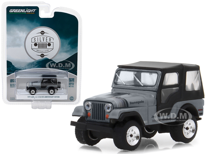 1979 Jeep CJ-5 Gray with Black Top "Silver Anniversary Edition" Anniversary Collection Series 6 1/64 Diecast Model Car by Greenlight