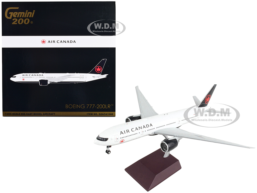 Boeing 777-200LR Commercial Aircraft Air Canada White with Black Tail Gemini 200 Series 1/200 Diecast Model Airplane by GeminiJets
