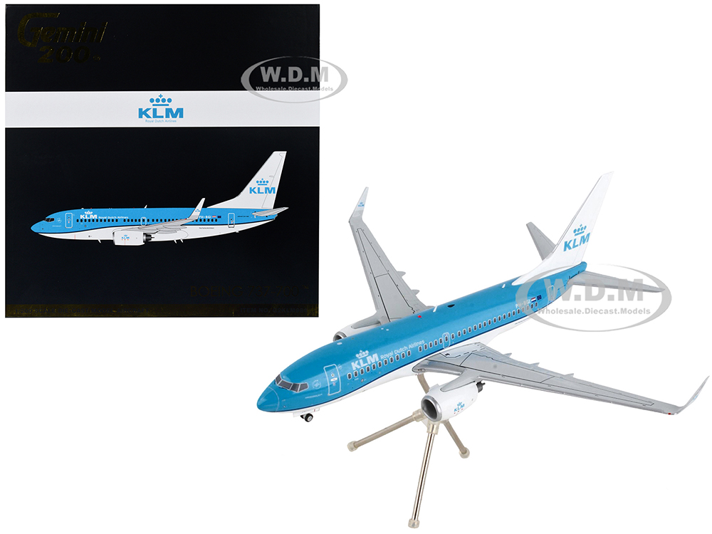 Boeing 737-700 Commercial Aircraft "KLM Royal Dutch Airlines" Blue with White Tail "Gemini 200" Series 1/200 Diecast Model Airplane by GeminiJets