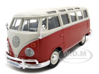 Volkswagen Van Samba Bus Red And White 1/25 Diecast Model Car By Maisto