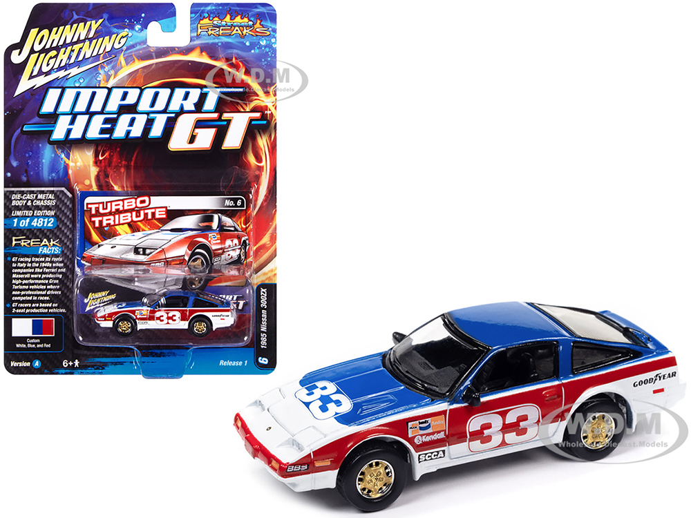 1985 Nissan 300ZX #33 Red White and Blue Turbo Tribute Import Heat GT Limited Edition to 4812 pieces Worldwide Street Freaks Series 1/64 Diecast Model Car by Johnny Lightning